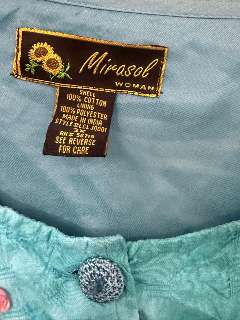Mirasol Turquoise Embroidered Button-Front Jacket - Picture 2 of 5